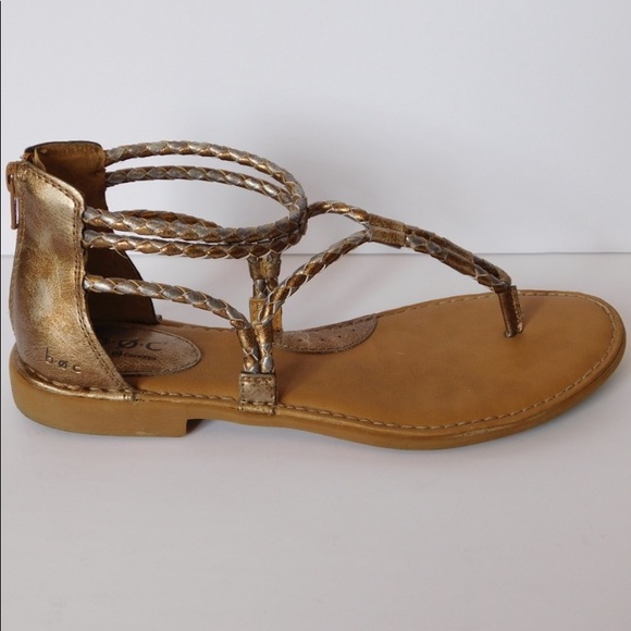Born b.o.c. Bronze Gold Silver Strappy Braid Gladiator Sandals - Picture 4 of 8